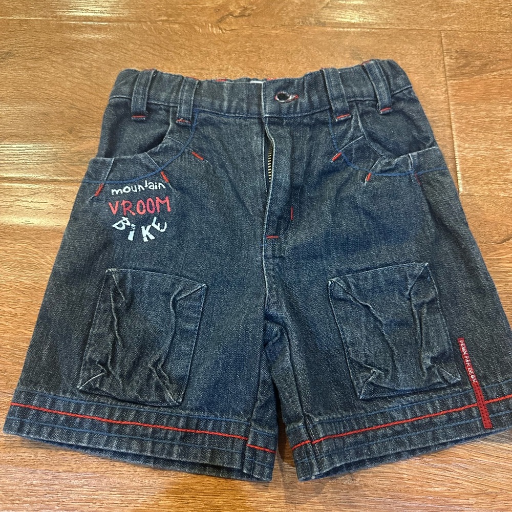 Deux par Deux Denim Shorts with Red Accents
